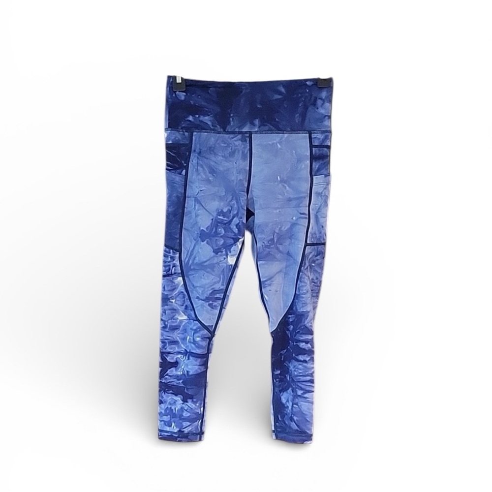 ZYIA ACTIVE LIGHT N TIGHT HI RISE HENDRIX Blue TIE DYE LEGGINGS SIZE SMALL - Picture 2 of 5